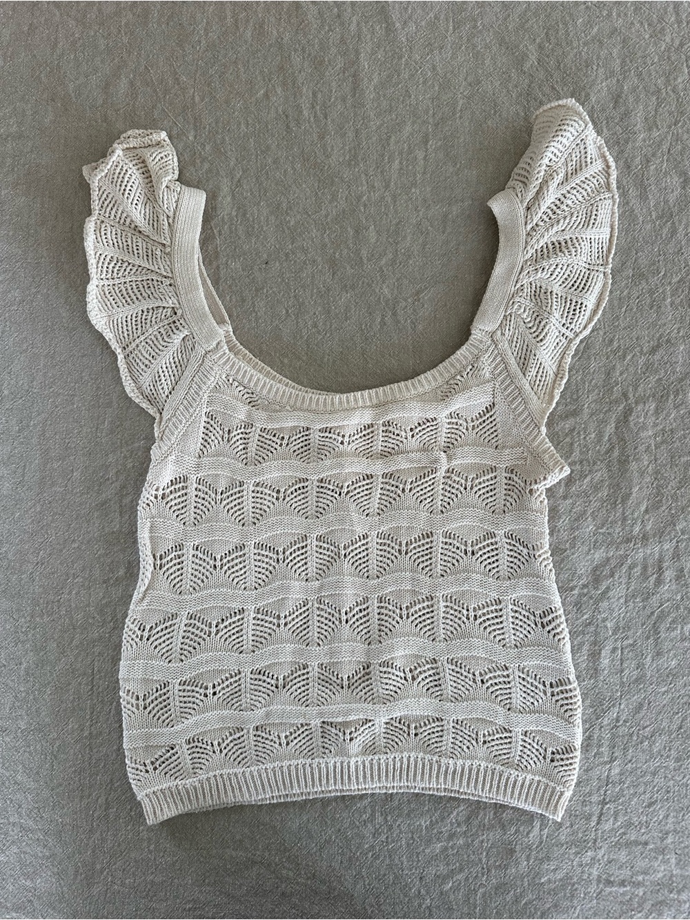 White Knit Ruffle Sleeve Tank Top
